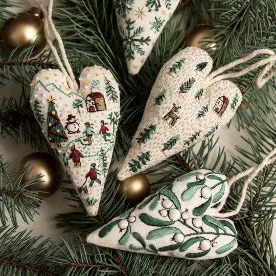 💖DIY Herzförmiges, handgesticktes Weihnachtsornament/Ornament-Set