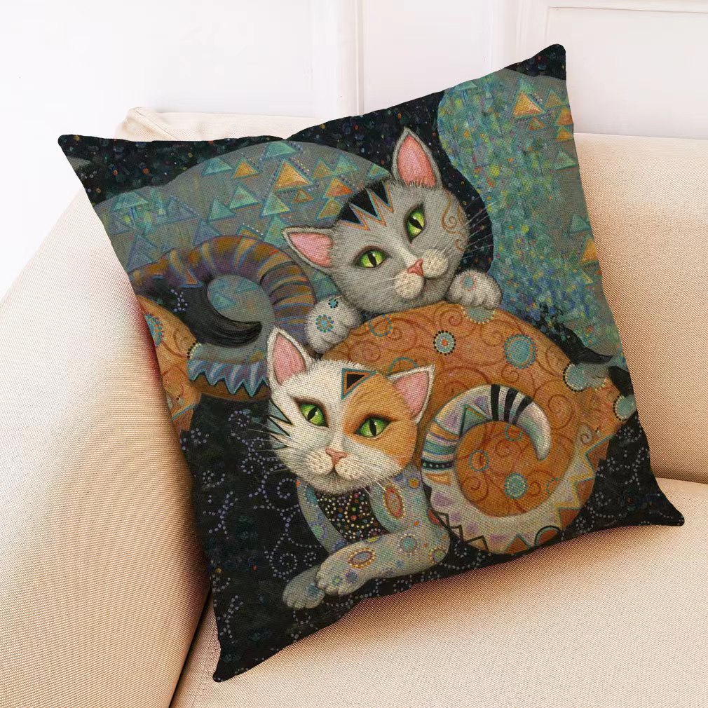 🐱Handmade Gustav Klimt Inspired Cats Cushion Covers