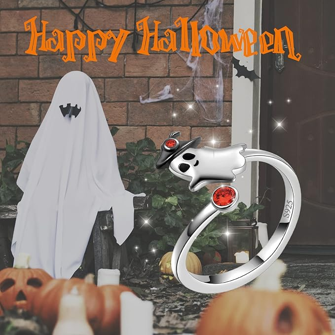 🔥Halloween Sale !!!  -Handmade Women Ghost Ring Halloween Jewelry