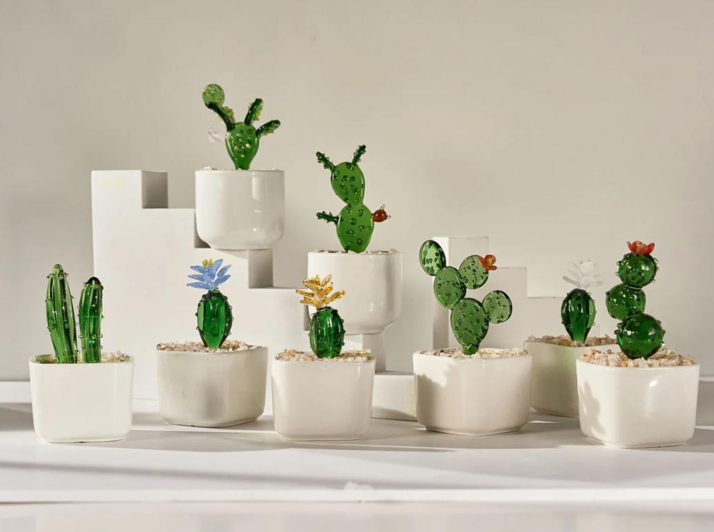 🌵Fused Glass Cactus Plants: 🔥Handmade Stained Glass Plant Decorations