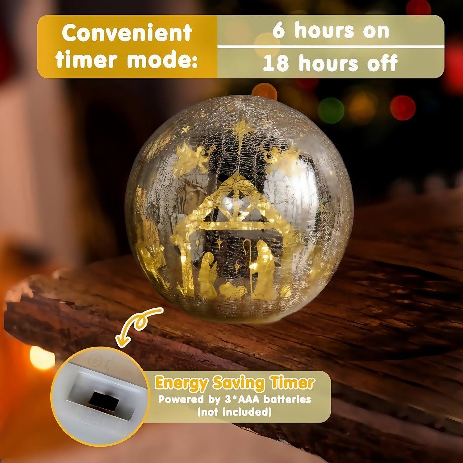 🏆Flash Sale⚡Illuminated Crackle Sphere Nativity Scene