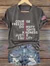 V-Neck Retro America Courage Freedom Diversity Rights Kindness Justice Equality Print T-Shirt