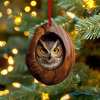 Wooden Lucky Owl Christmas Ornament