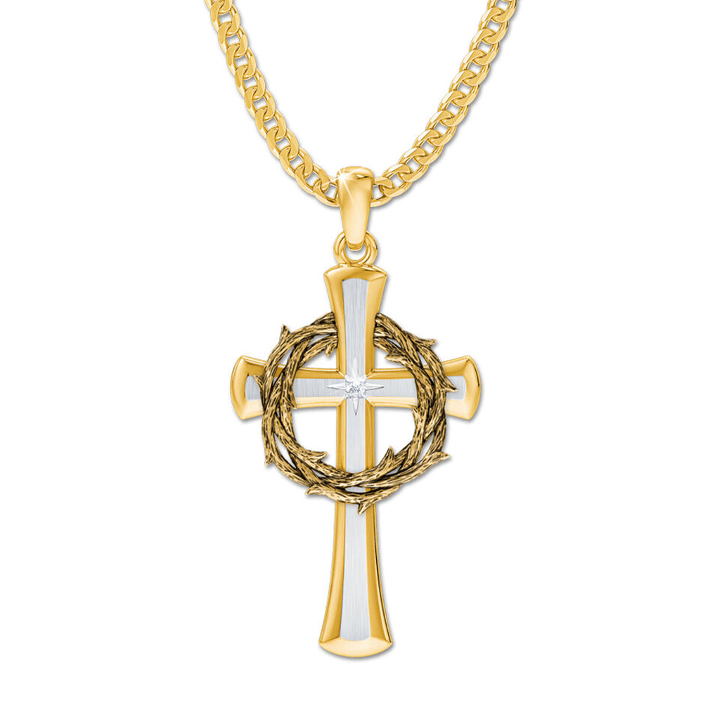 ✝️100% Handmade Crown Of Thorns Cross Necklace