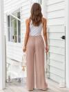 LILLUSORY Women's Linen Summer Palazzo Pants Flowy Wide Leg Beach Pants with Pockets