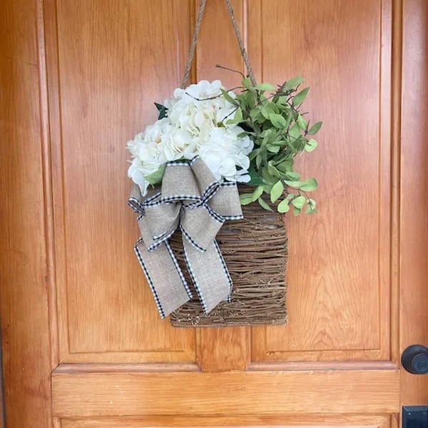💥LAST DAY SALE 50% OFF💥Cream Hydrangea Door Hanger Basket⚡BUY 2 FREE SHIPPING