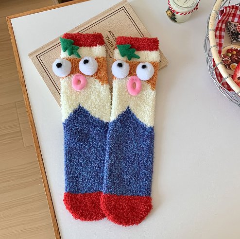 🎄CHRISTMAS HOT SALE🎁Coral velvet three-dimensional quirky socks