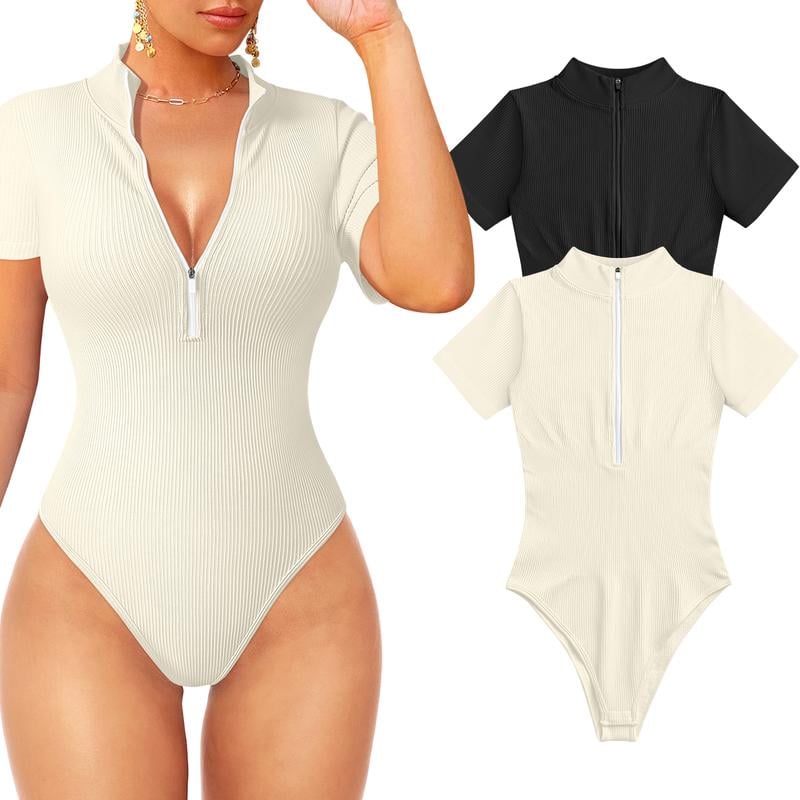 ⏰LAST DAY 50% OFF🔥 HALF-ZIP RIBBED KNIT BODYSUIT 🎁