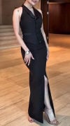 Women's V-neck Lapel Slim Fit Slit Temperament Suit