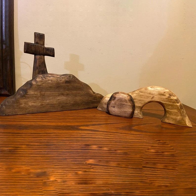 ✝️100% Handmade Empty Tomb Easter Scene and Cross(𝐒𝐭𝐞𝐯𝐞 𝐑𝐨𝐬𝐞 𝐇𝐚𝐧𝐝𝐦𝐚𝐝𝐞®)