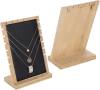 MyGift Bamboo & White Panel Jewelry/Necklace Tabletop Display Boards, Set of 2