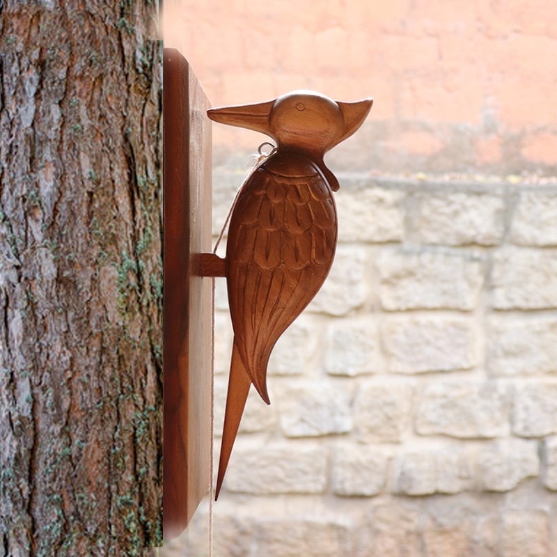 Handgeschnitzter dekorativer Specht - Holzvogel-Türklingel