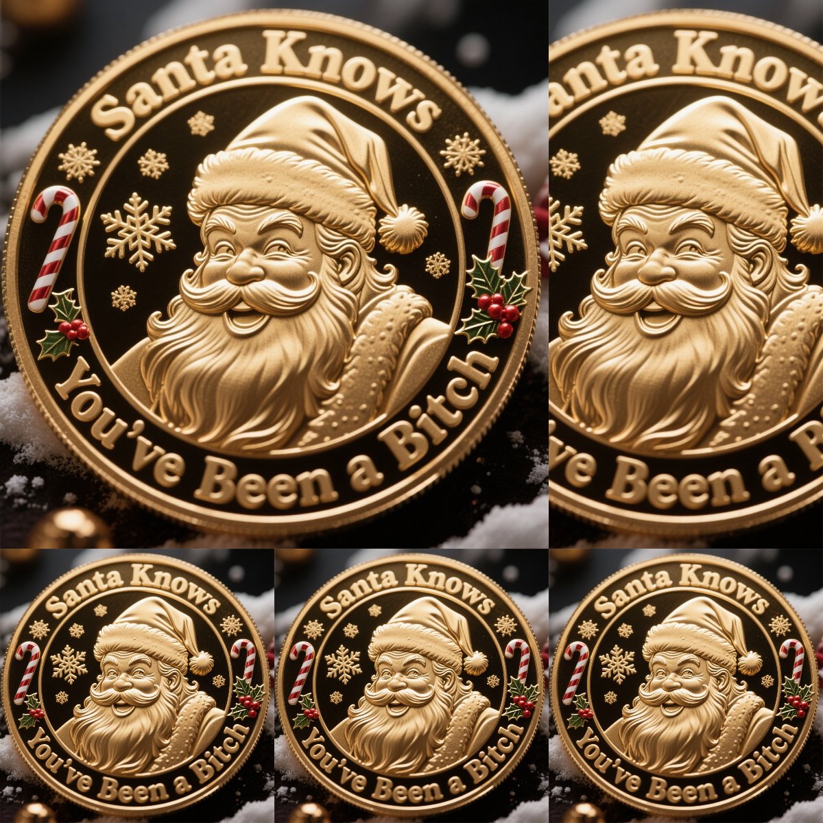 🎅Santa Knows You’ve Been a Bitch Coin – Funny Christmas Gift