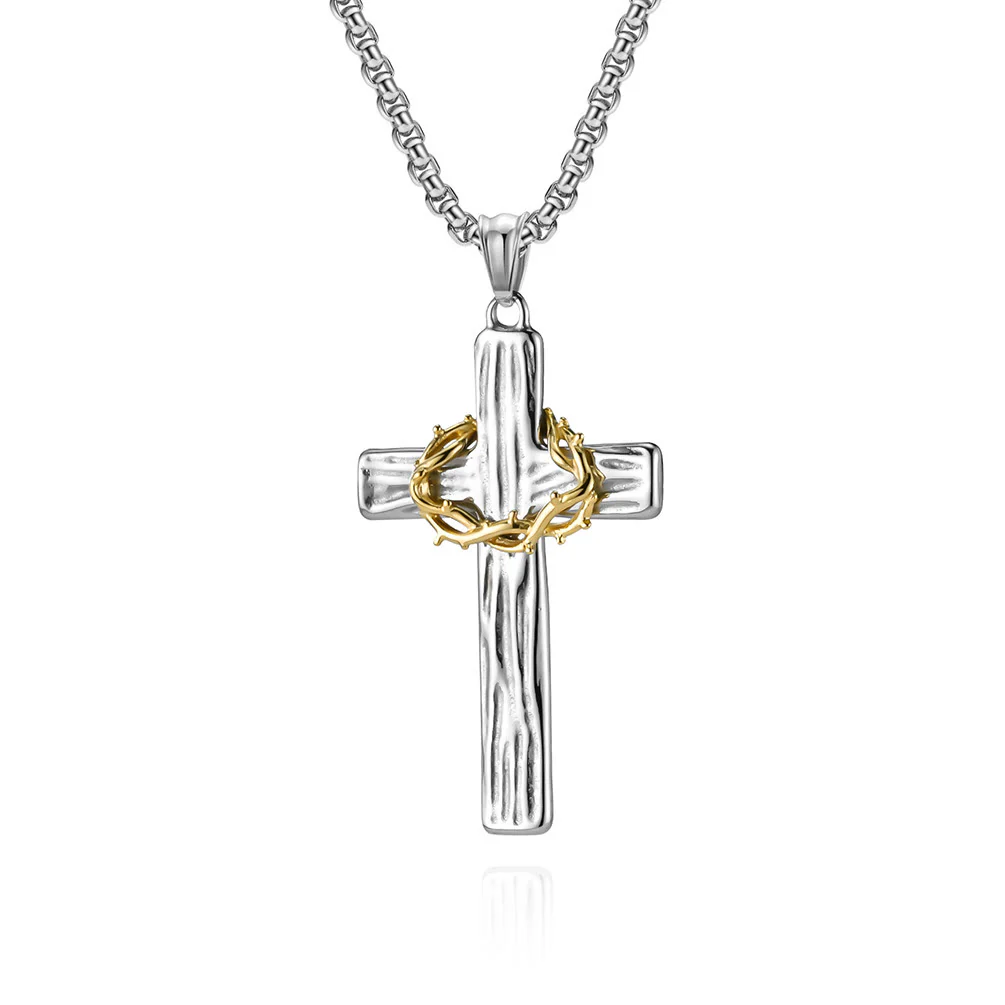 ✝️100% Handmade Crown Of Thorns Cross Necklace