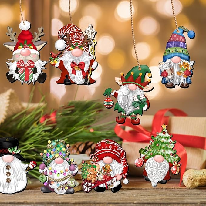 (🎁EARLY CHRISTMAS SALE - 49% OFF)24 Pieces Christmas Wooden Gnome Ornaments