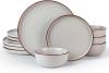 Famiware Mercury Plates and Bowls Sets, 12 Pieces Stoneware Dinnerware Sets, Dishes Set for 4, Microwave and Dishwasher Safe, Multi-color