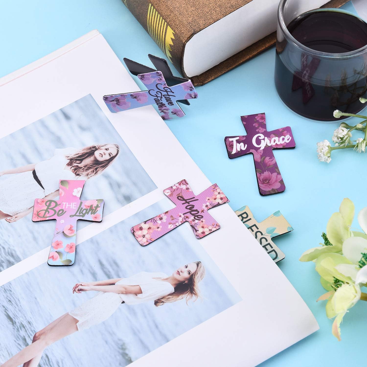 🎁TikTok Last Day Sale - 70% OFF🎉📖16 Pcs Magnetic Cross Bookmarks Gifts for Bible Study, Readers, Teachers, Students🌸✝️
