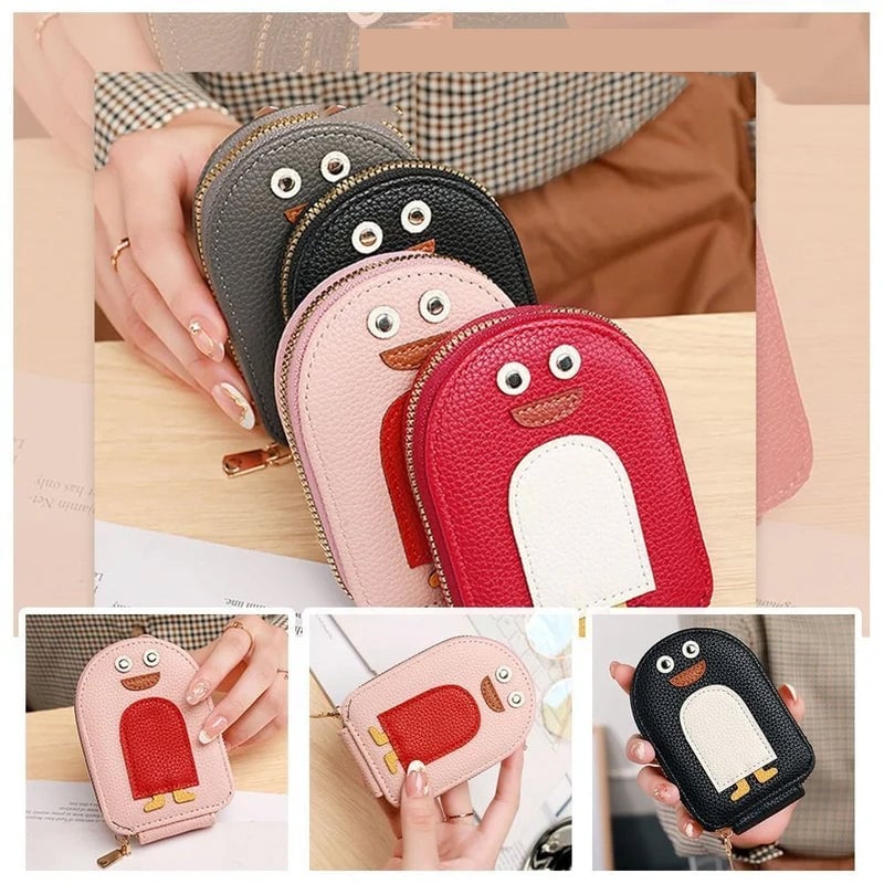 😊Cute Penguins PU Credit Card Coin Wallet