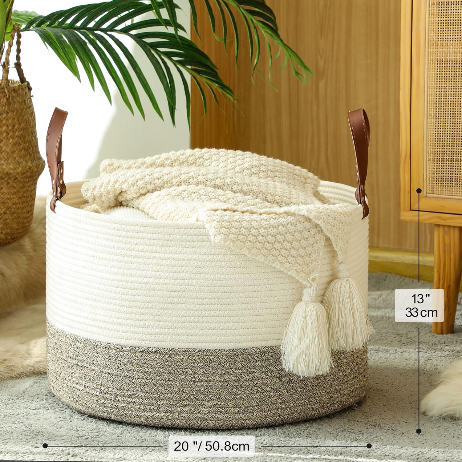 KAKAMAY Large Blanket Basket (20