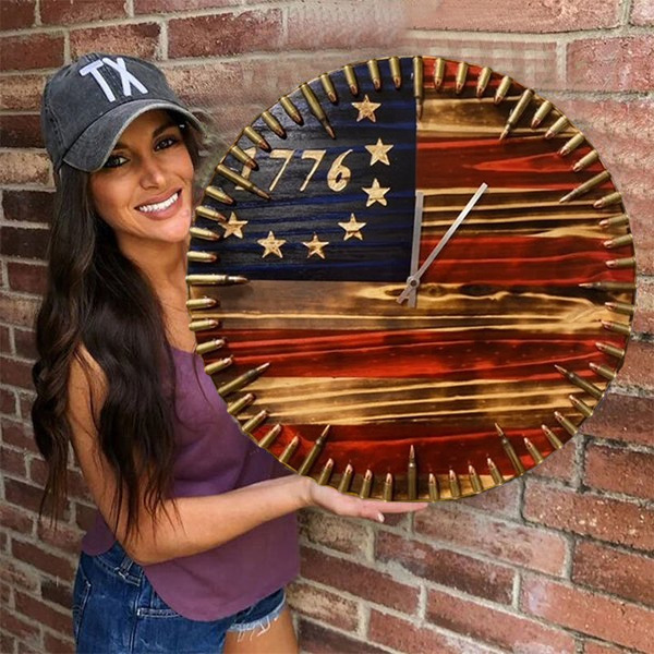 Handmade Flag Clock By U.S. Soldier Veteran, Buy 2 Get Free Shipping Today