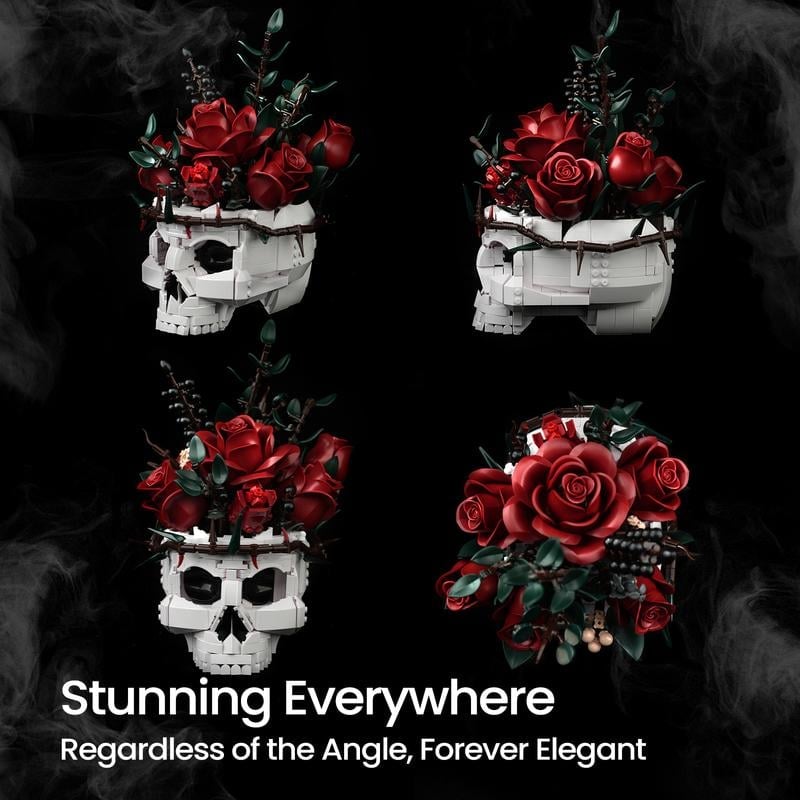 🎁TikTok Last Day Sale - 70% OFF💀🌹Gothic Skull Rose Building Set for Adults🎁Buy 2 Free Shipping