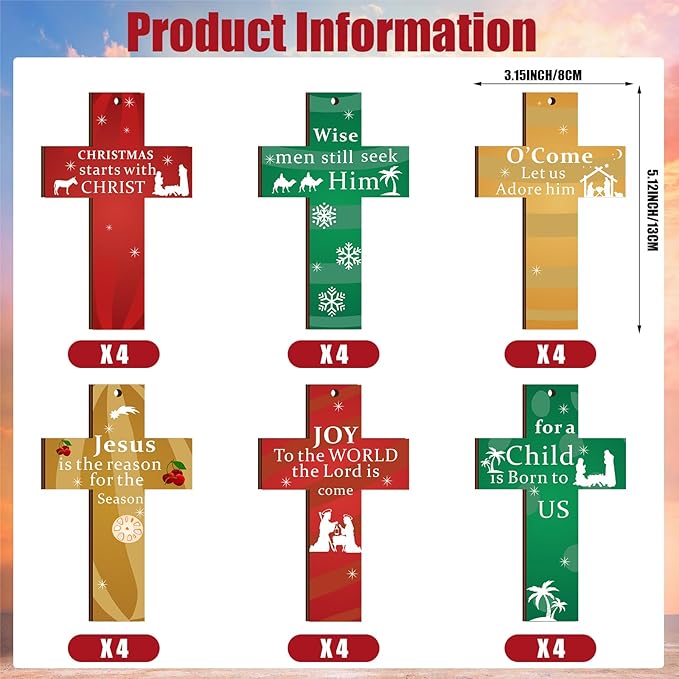 🌲🌲Hanging Wooden Cross Decoration