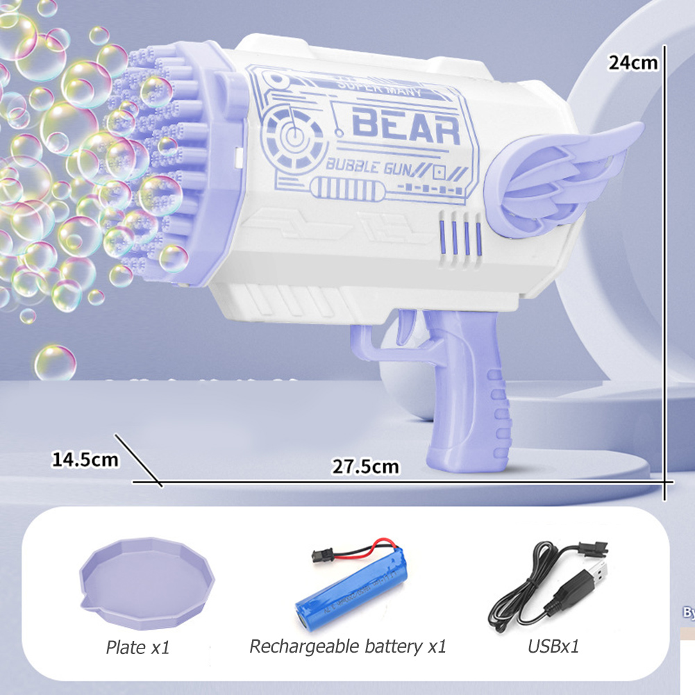 (🔥Summer Hot Sale Now-50% Off) 80-Hole Bubble Gun Angel Wing Style With Colorful Led Lights