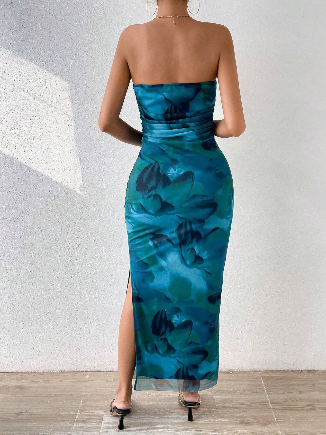 🎁Last Day 40% Off-🌸Floral Bodycon Maxi Dress with Off-Shoulder Design and High Slit