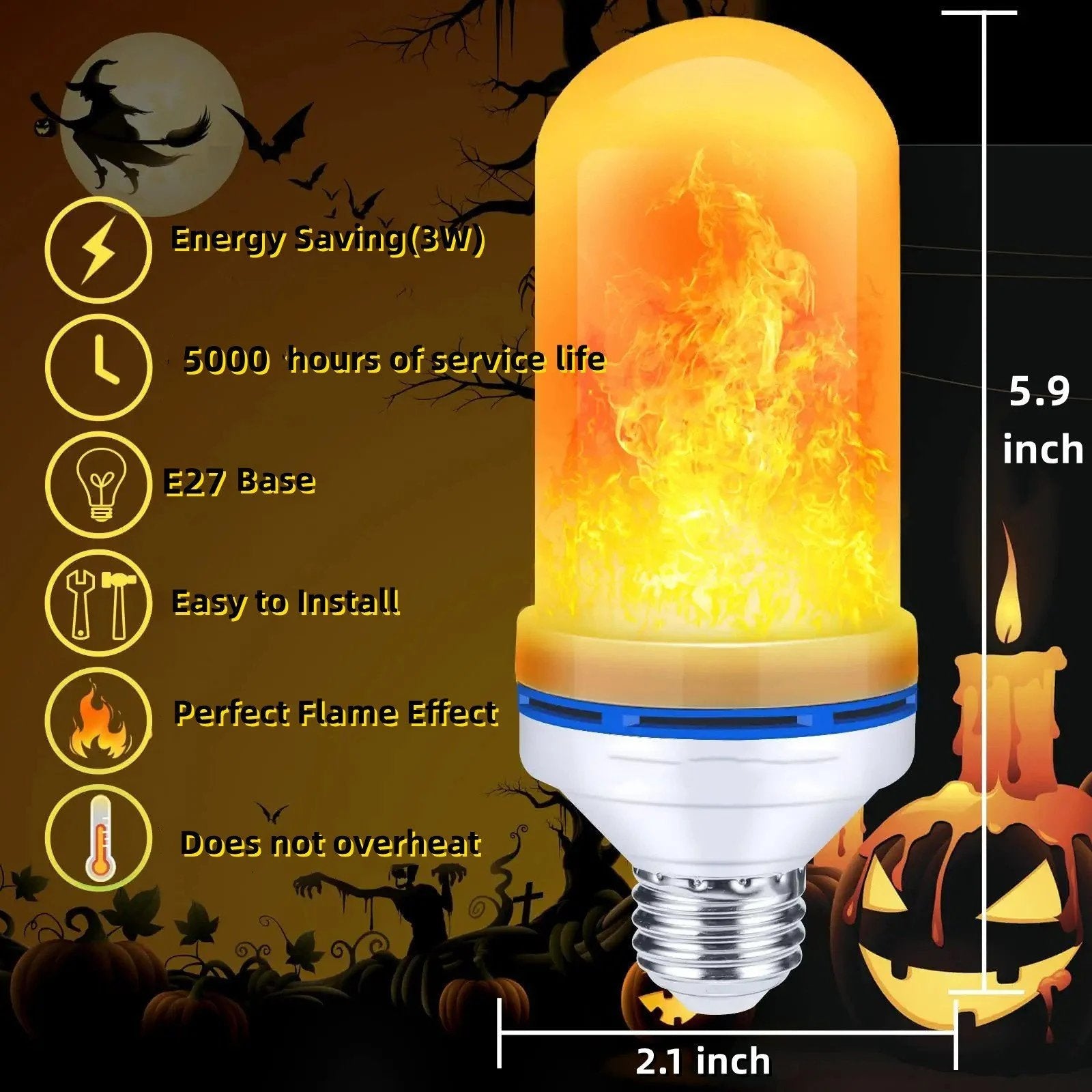 🎃Early Halloween Sale - 50% OFF👻Upgrade LED Flame Light Bulb