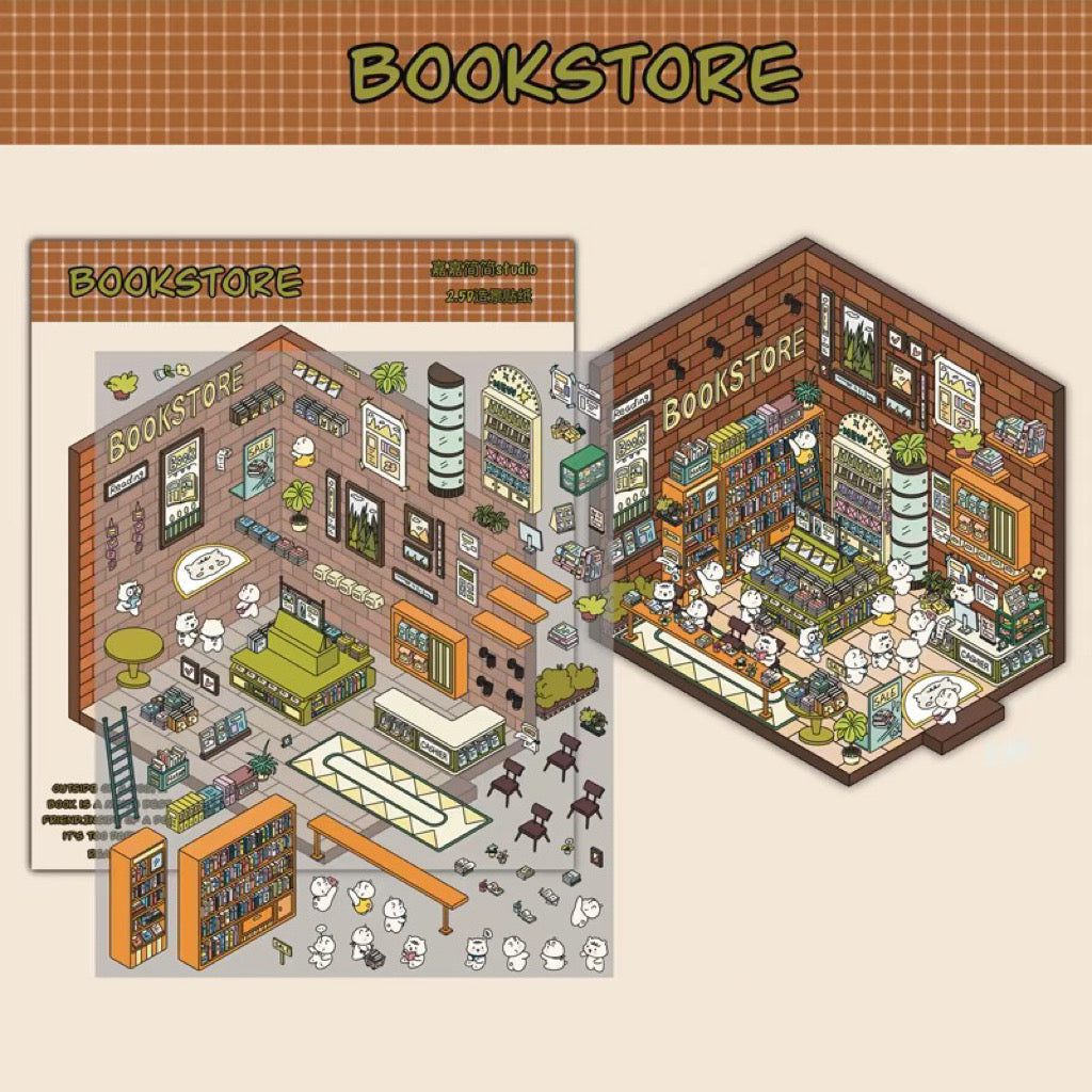 Shop Sticker Scenes! Create DIY Bookstore|Izakaya|Sweet Cake|Burger Shop|Hotpot Restaurant