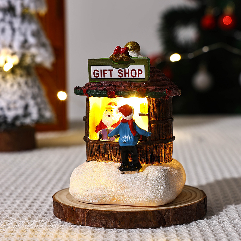 👍🔥Christmas resin small house Santa Claus store micro landscape resin ornaments