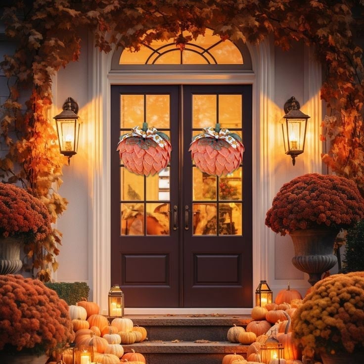 🔥Fall Hot Sale 50% OFF🎃Handmade Halloween Pumpkin Wreath For Front Door