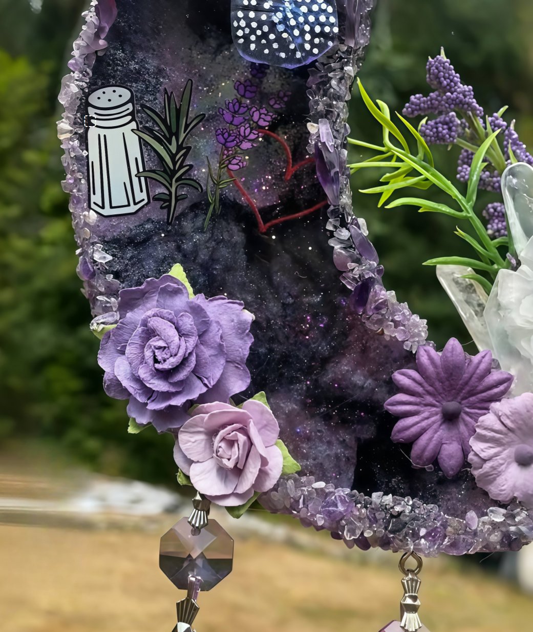 🎁TikTok Last Day Sale - 70% OFF🔥Purple Crystal Butterfly Moon Hanging Decoration