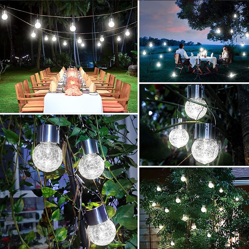 💖Mother's Day Promotion 48% OFF-🎁-Multicolor Crackle Glass Hanging Solar Lights