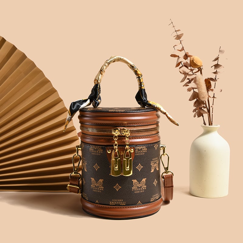 🎁LAST DAY 45% OFF🎁MISA-2023 New High-end Texture Fortune Cylindrical Bag Light Luxury Retro Print Shoulder Bag Crossbody Bag