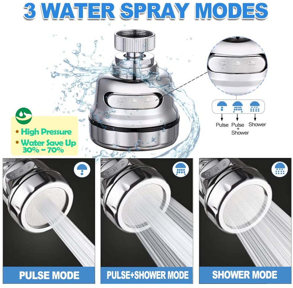 🎅EARLY XMAS SALE-3 Modesl Water Pressure 360° Rotatable Faucet Sprayer Head