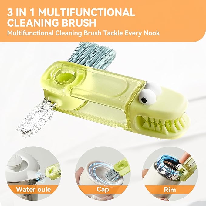 🍂TikTok Fall Mega Sale - 70% OFF🎉✨3-in-1 Crocodile Brush🐊Deep Cleaning for Narrow Cup Lids & Tableware Gaps 🧼