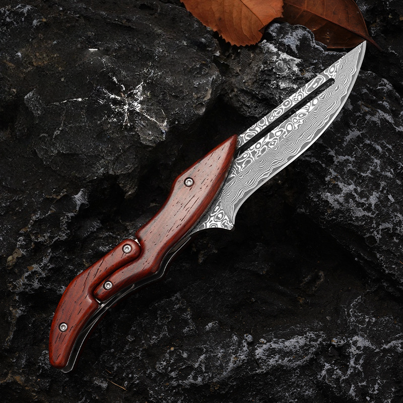 Damascus Outdoor Mechanical Folding Knife