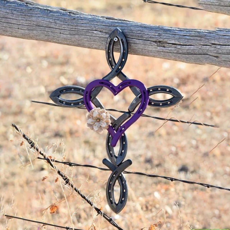 ❤️Handmade Natural Horseshoe Cross With Heart