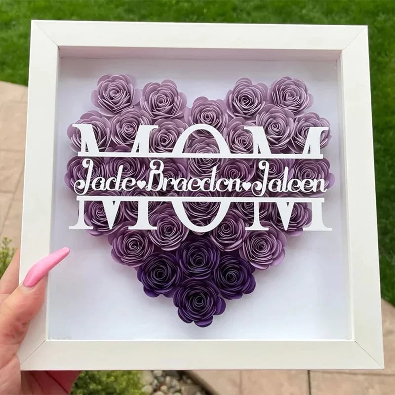 BUY 2 FREE SHIPPING-Personalized Mom Flower Shadow Box With Name For Mother's Day