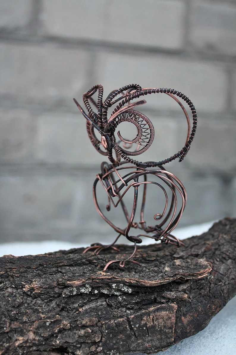 🦉Owl Sculpture - Real wire wrapped Metal owl