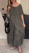 Women's Round Neck Spliced ??loose Casual Dress