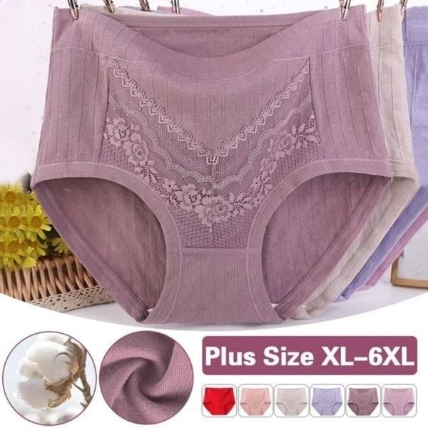 (🔥LAST DAY BUY 2 GET 1 FREE) 2023 Newest Large Size Hygroscopic Lace Cotton Underwear