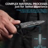 Exquisite Handcrafted Stainless Steel Pocket Knife with Wooden Handle and Damascus Blade