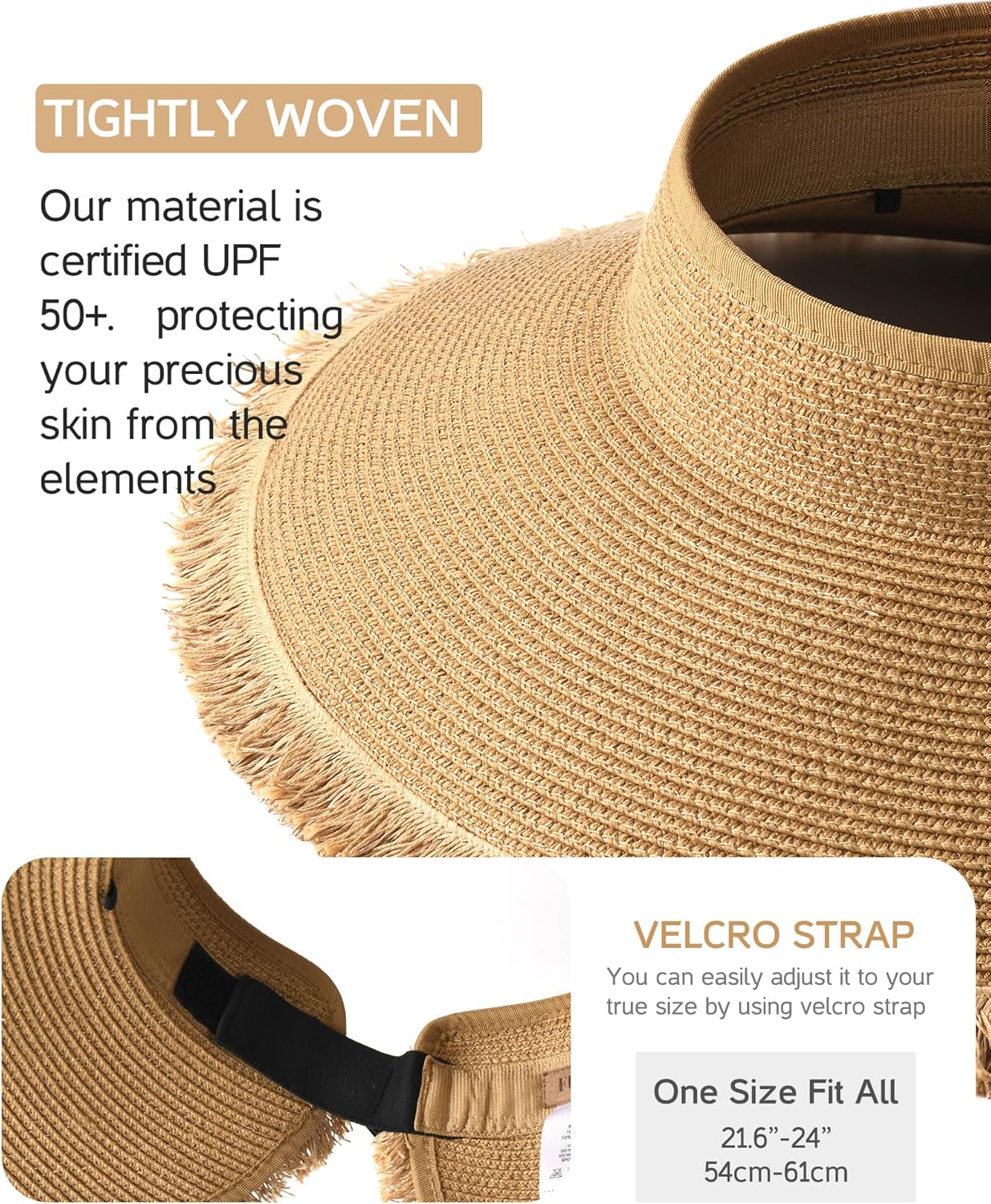 FURTALK Sun Visor Hats for Women Wide Brim Straw Roll-Up Ponytail Summer Beach Hat UV UPF Packable Foldable Travel