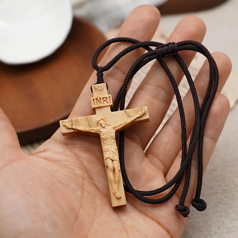 💝49% OFF-Jesus Cross Wooden Necklace