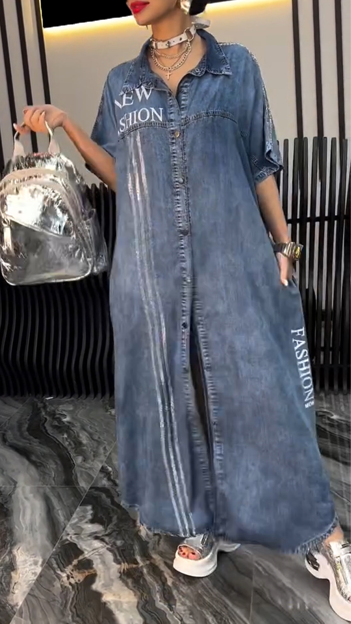 Women's Lapel Tencel Comfortable and Fashionable Dress
