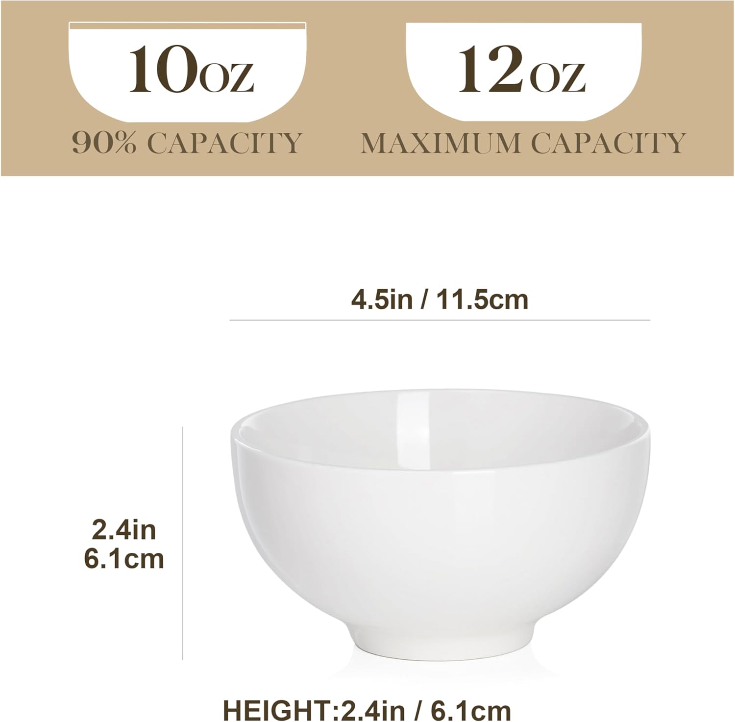 MALACASA 26 oz Porcelain Soup Bowls, 6