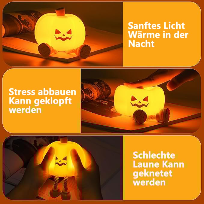 🔥Heißer Verkauf🎃Halloween-Kürbis-Klapp-Nachtlicht💡3-stufig dimmbar
