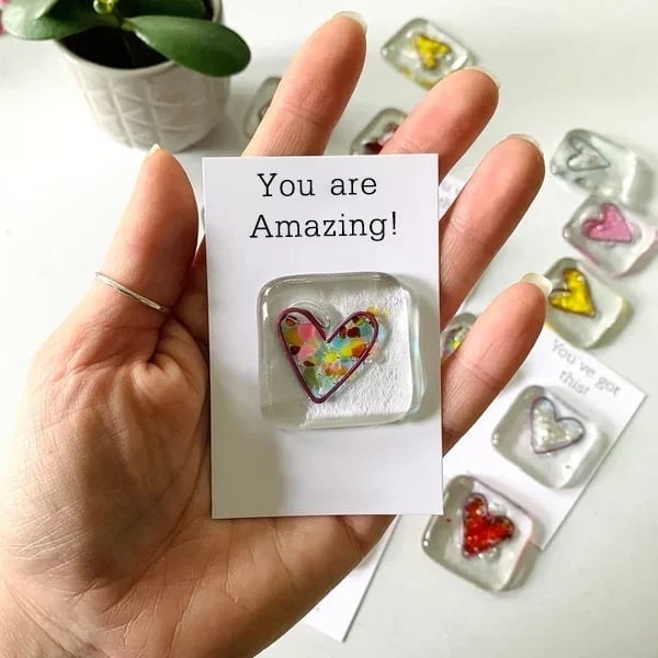 (🌲EARLY CHRISTMAS SALE - 50% OFF) Fused Glass Heart Pocket Token - Buy 6 Get Extra 20% OFF & Free Shipping